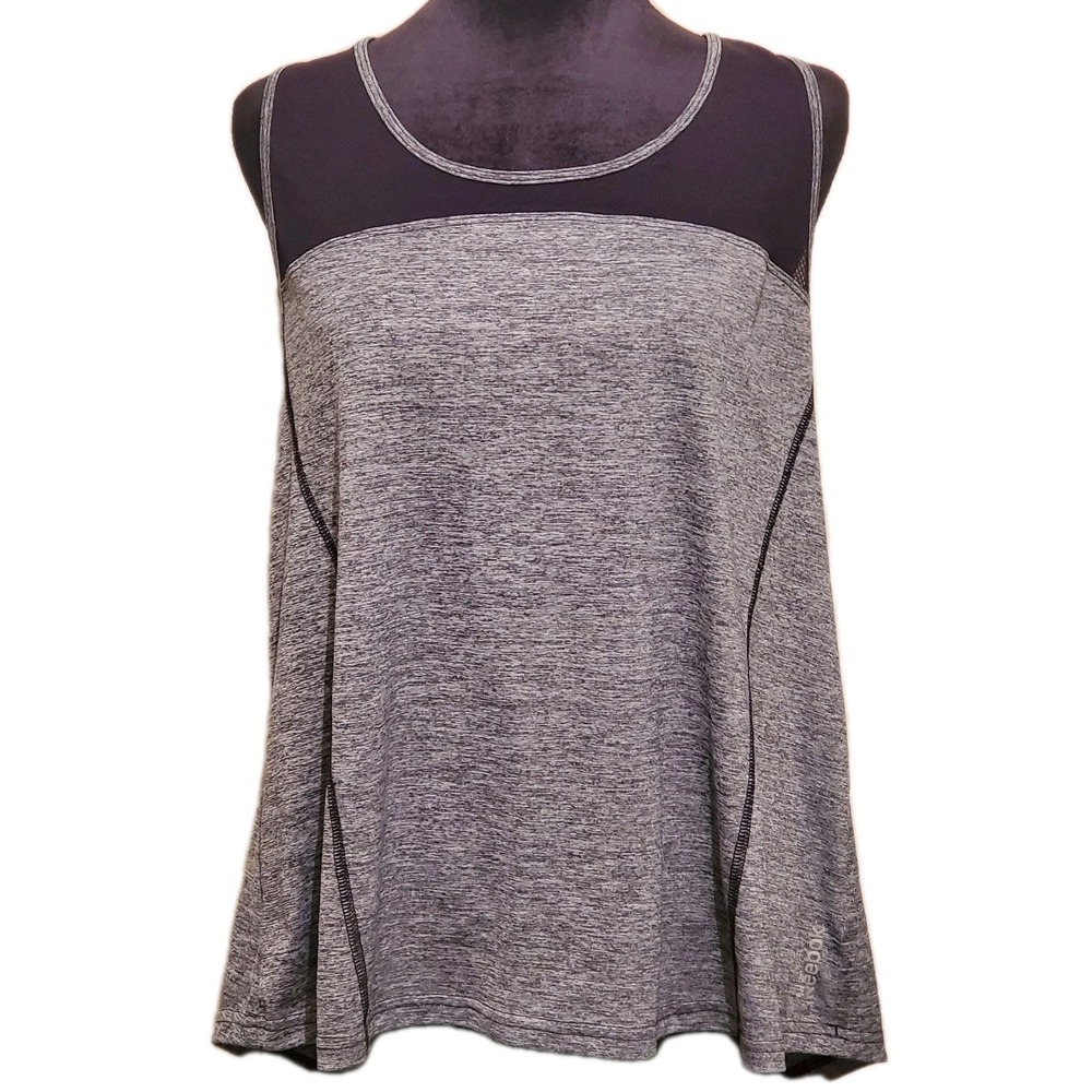 Reebok Top Womens Size XL Heather Gray Black Mesh Racerback Sport Gym Activewear